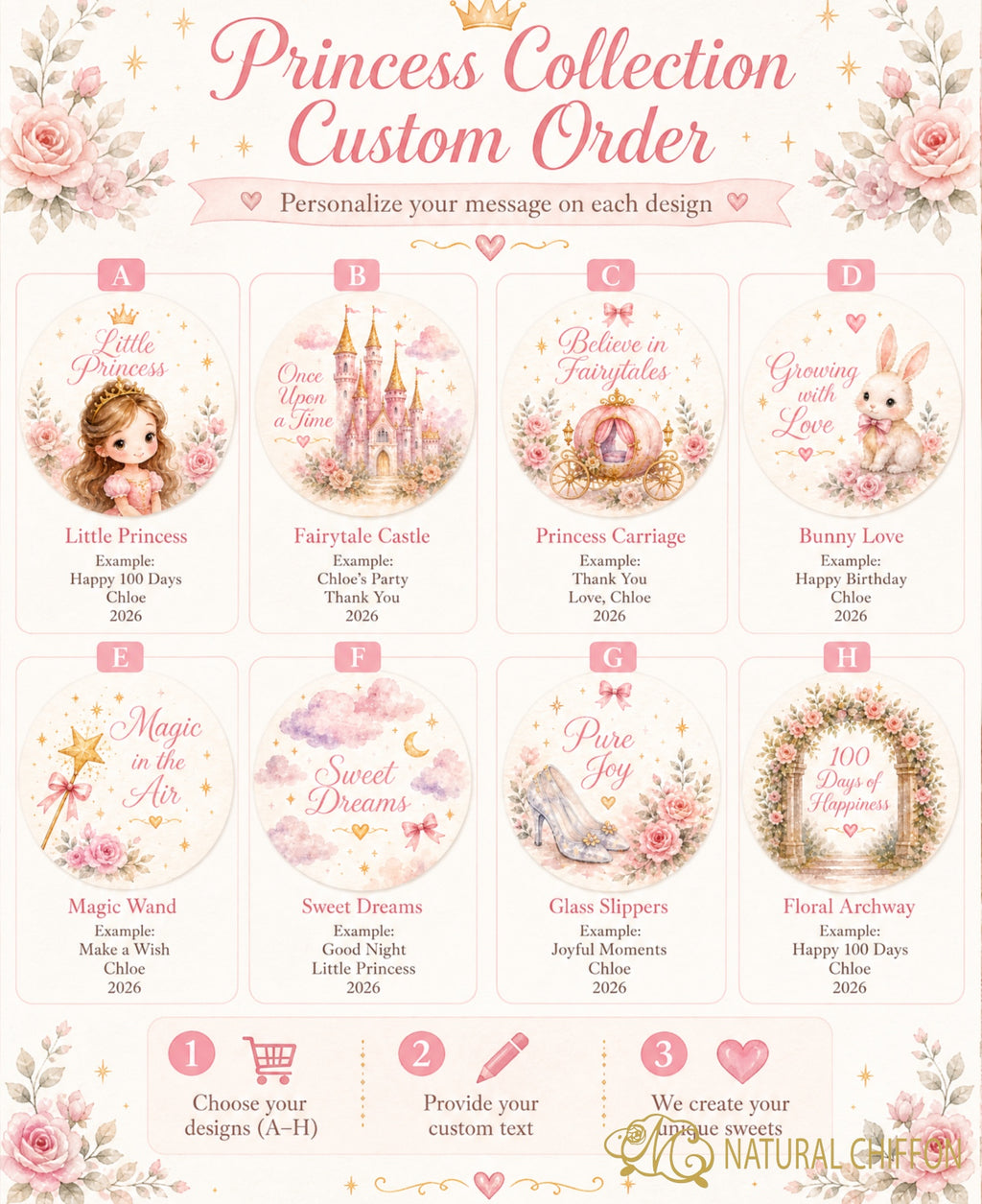 Little Princess Collection｜小公主百日宴・8款設計・可改文字