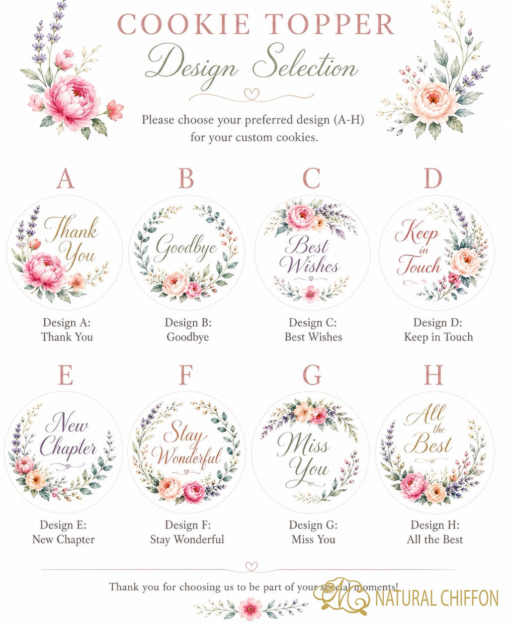 Farewell Floral Collection｜花卉散水祝福・8款設計・可改文字