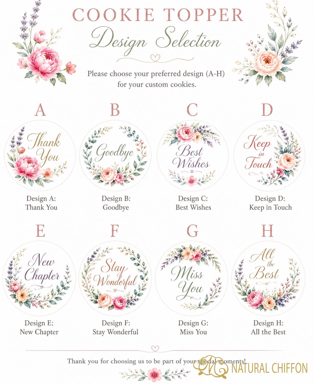 Farewell Floral Collection｜花卉散水祝福・8款設計・可改文字