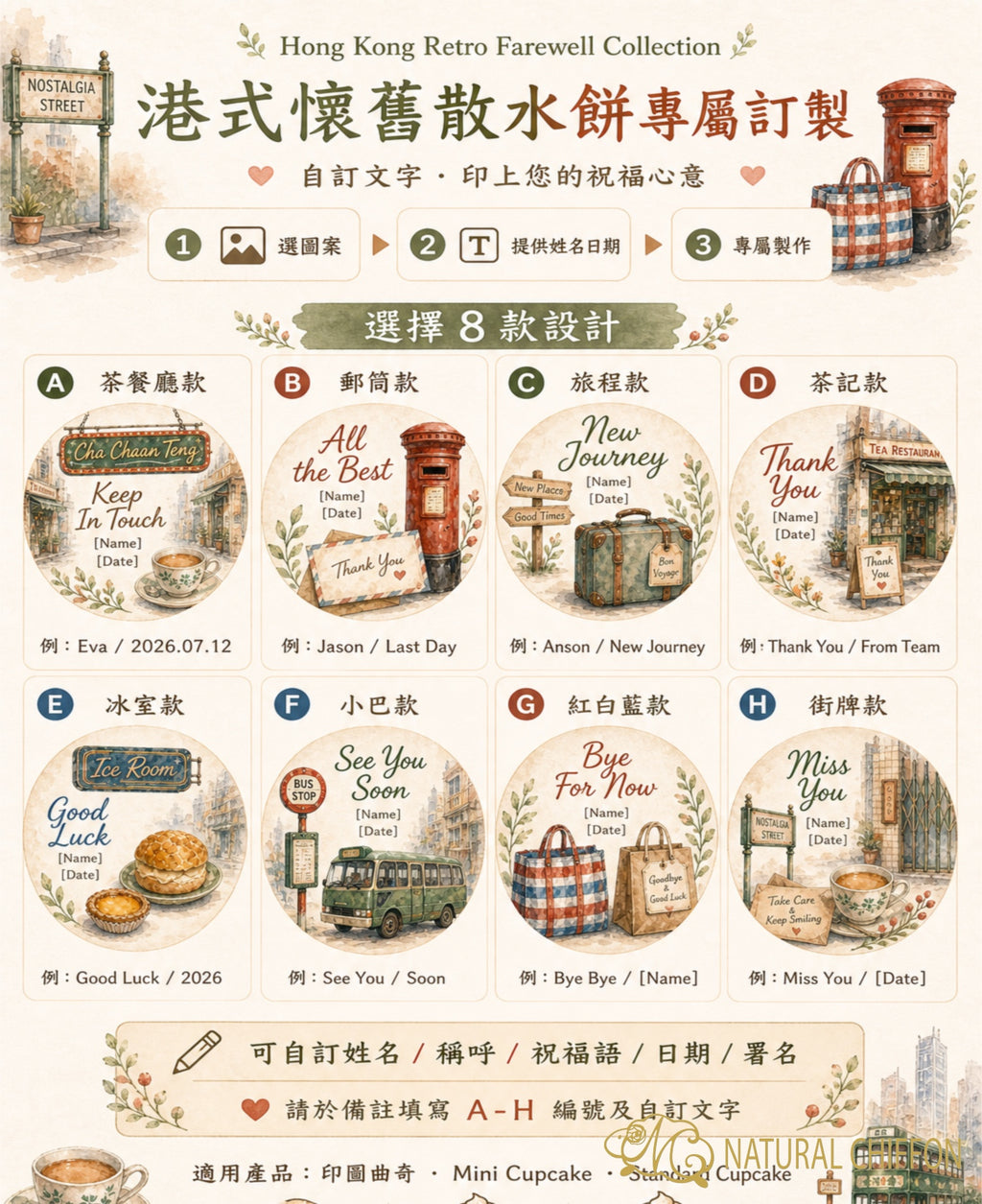 Hong Kong Retro Farewell｜香港懷舊散水・8款設計・可改文字