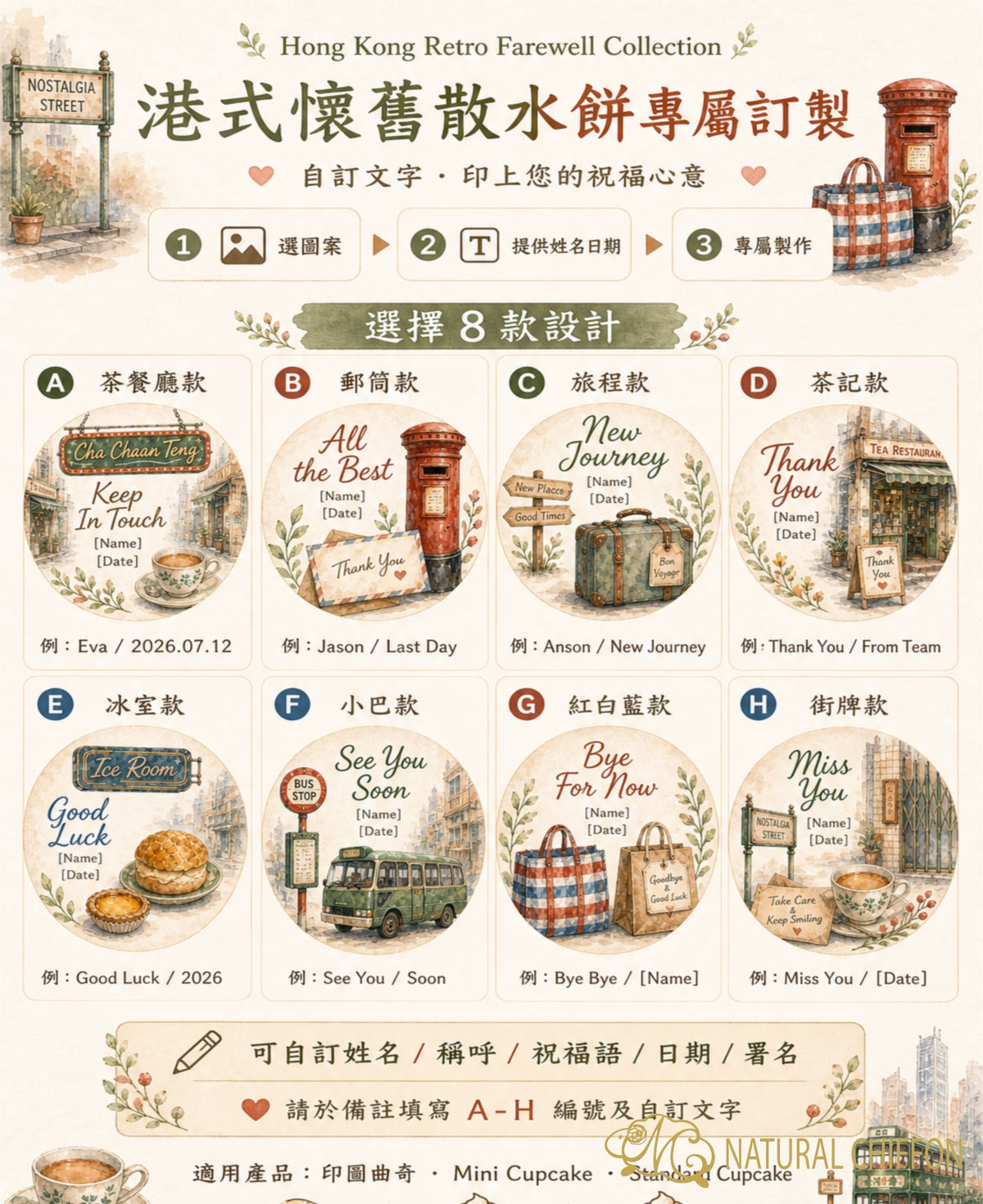 Hong Kong Retro Farewell｜香港懷舊散水・8款設計・可改文字