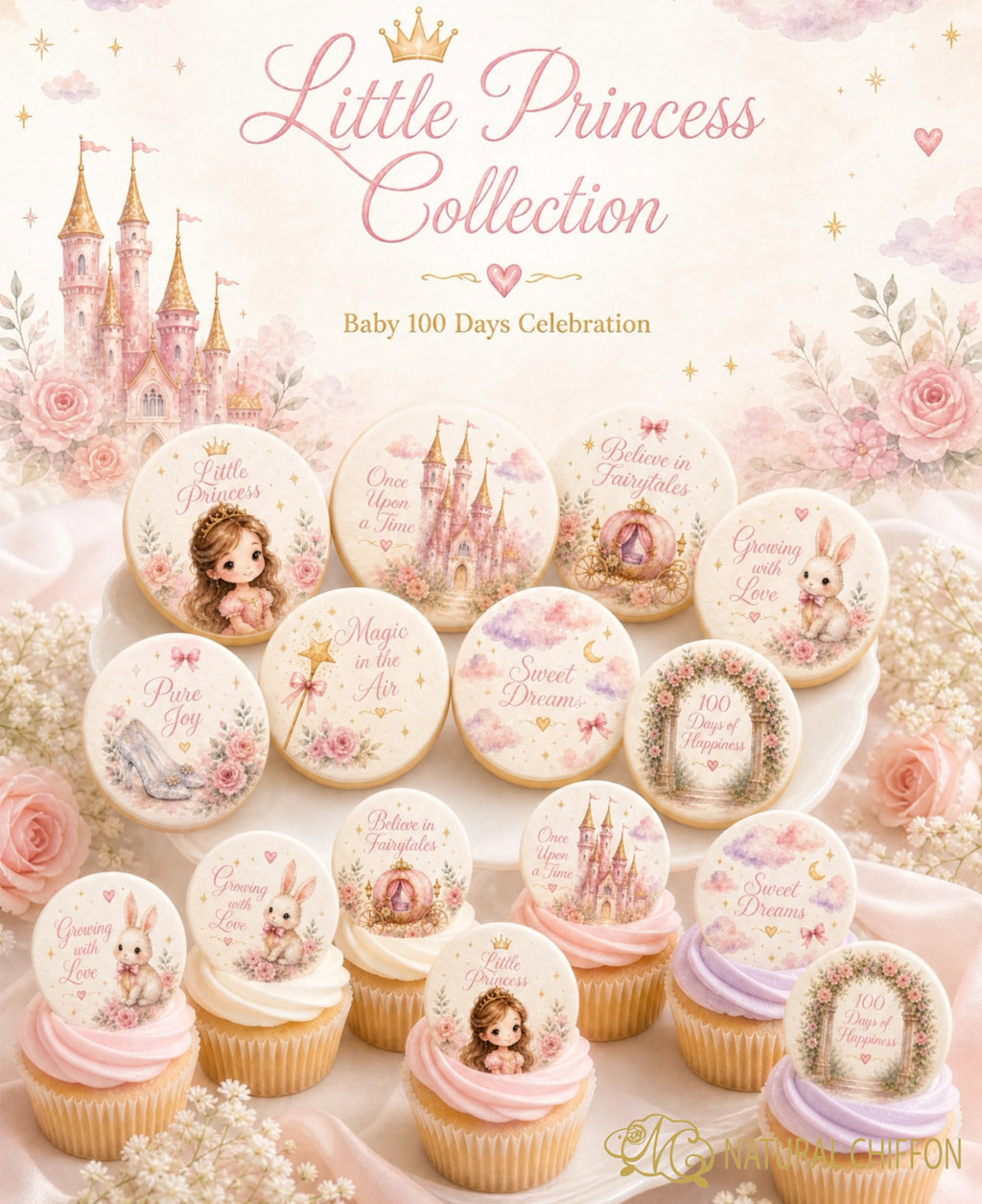 Little Princess Collection｜小公主百日宴・8款設計・可改文字