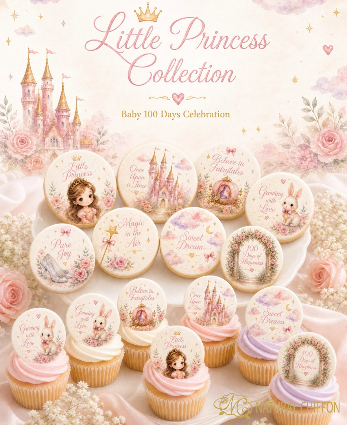 Little Princess Collection｜小公主百日宴・8款設計・可改文字