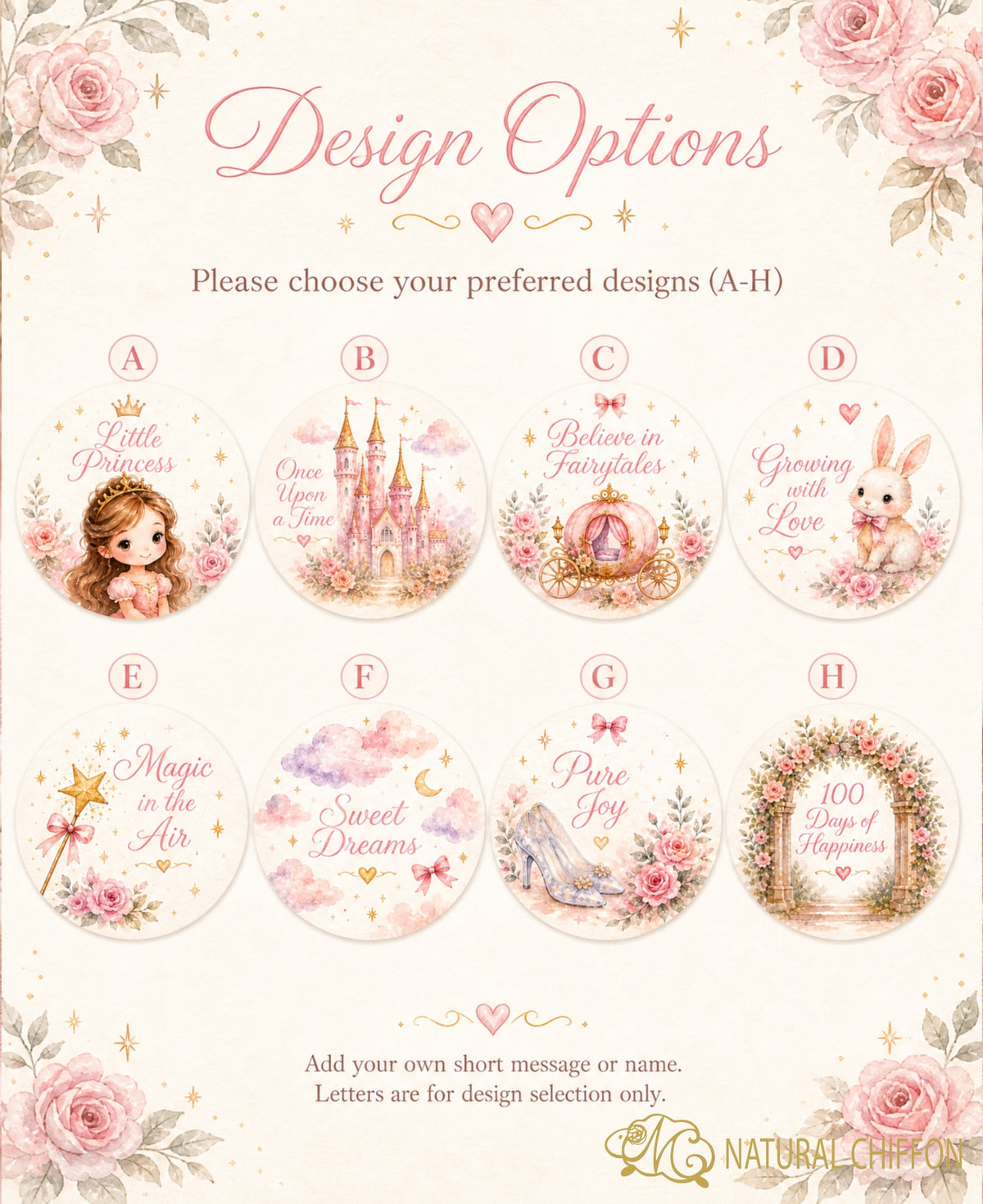 Little Princess Collection｜小公主百日宴・8款設計・可改文字