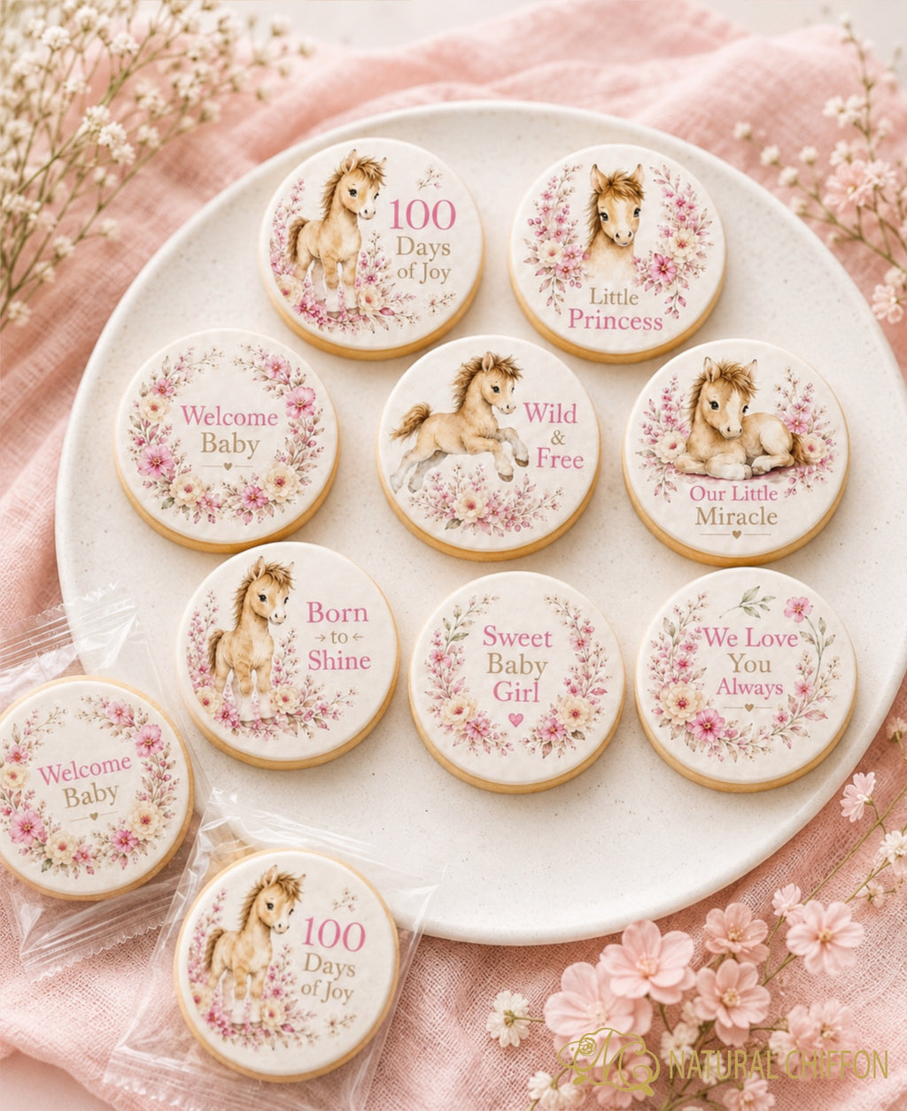 Year of the Pink Horse｜粉紅小馬百日宴・8款設計・可改文字