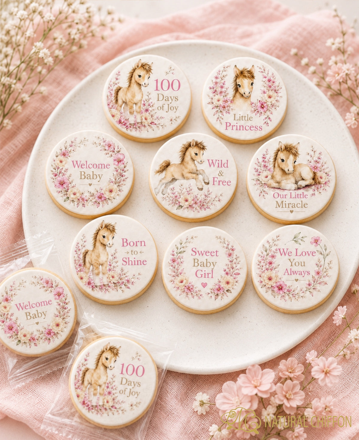 Year of the Pink Horse｜粉紅小馬百日宴・8款設計・可改文字