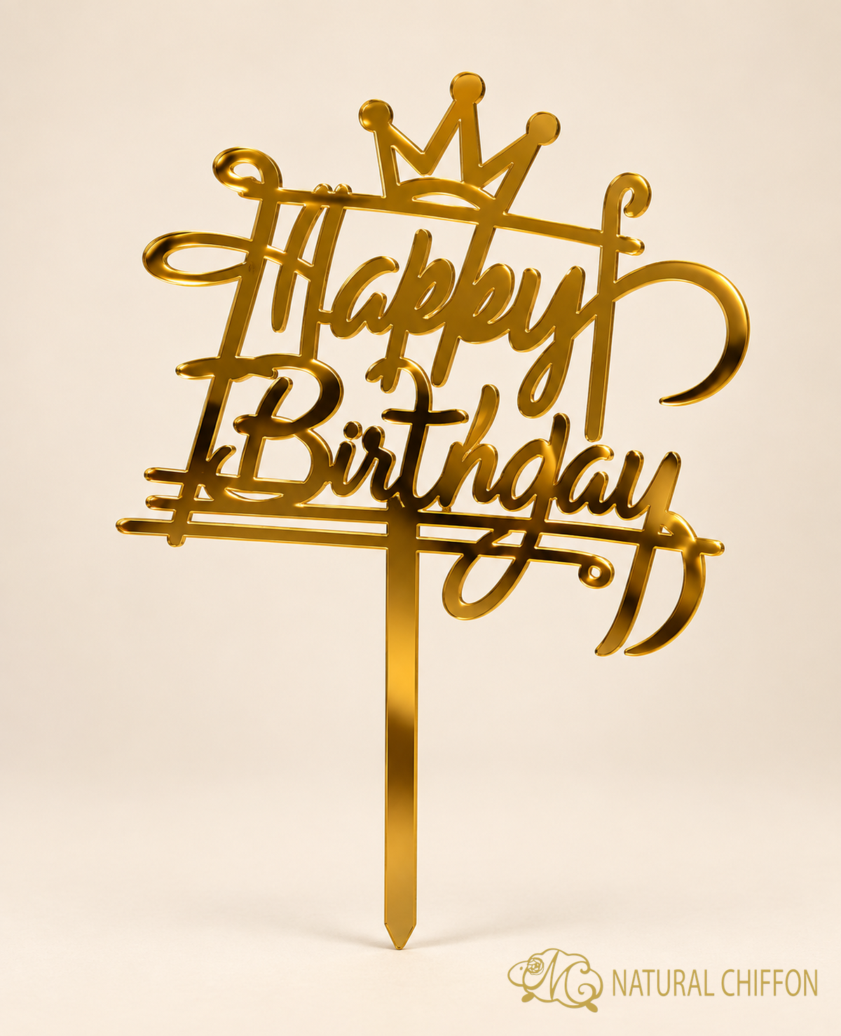 Happy Birthday 金色亞加力蛋糕插牌