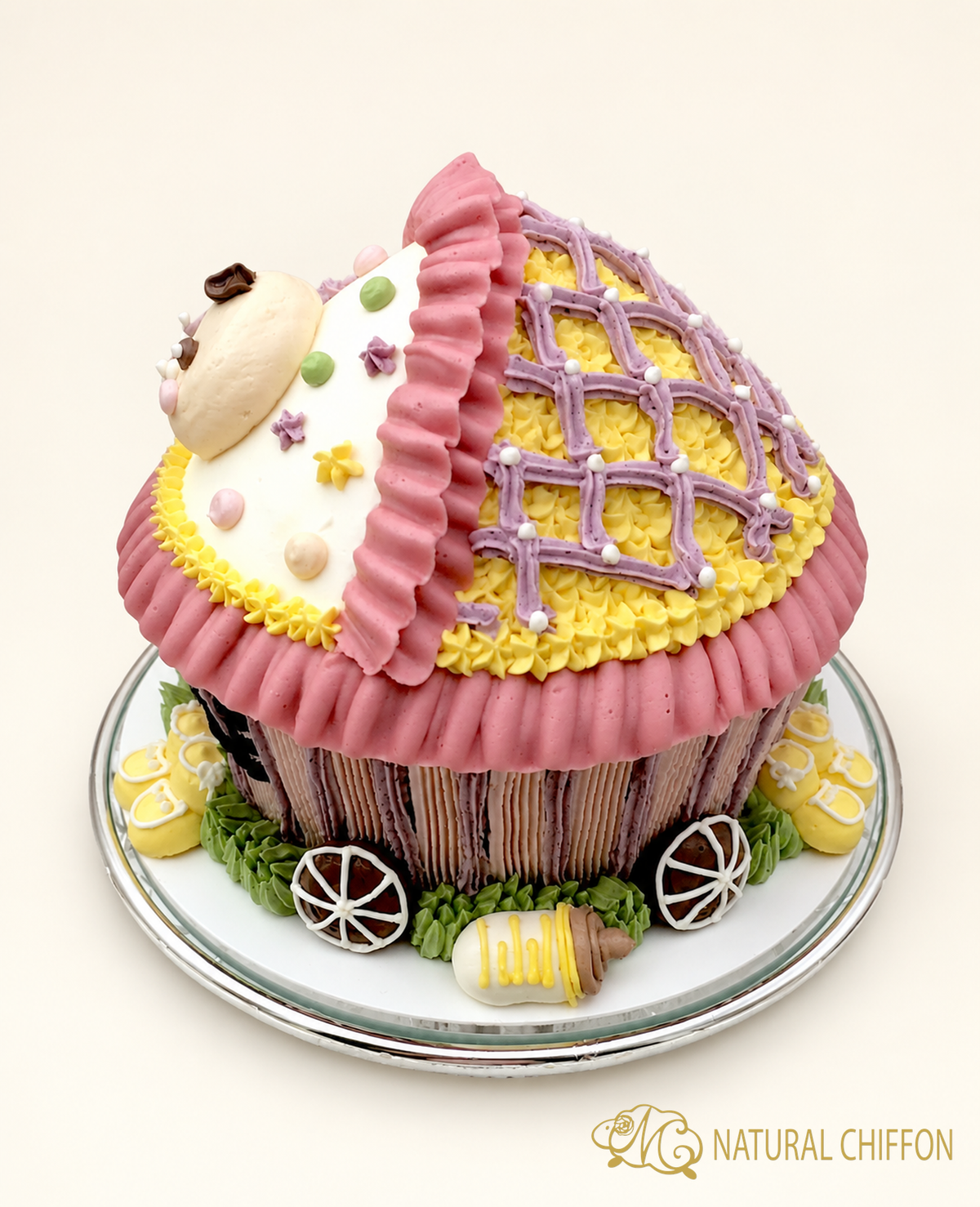 C110 粉紅貓咪大 Cupcake 造型蛋糕｜約3磅（約4.5吋）