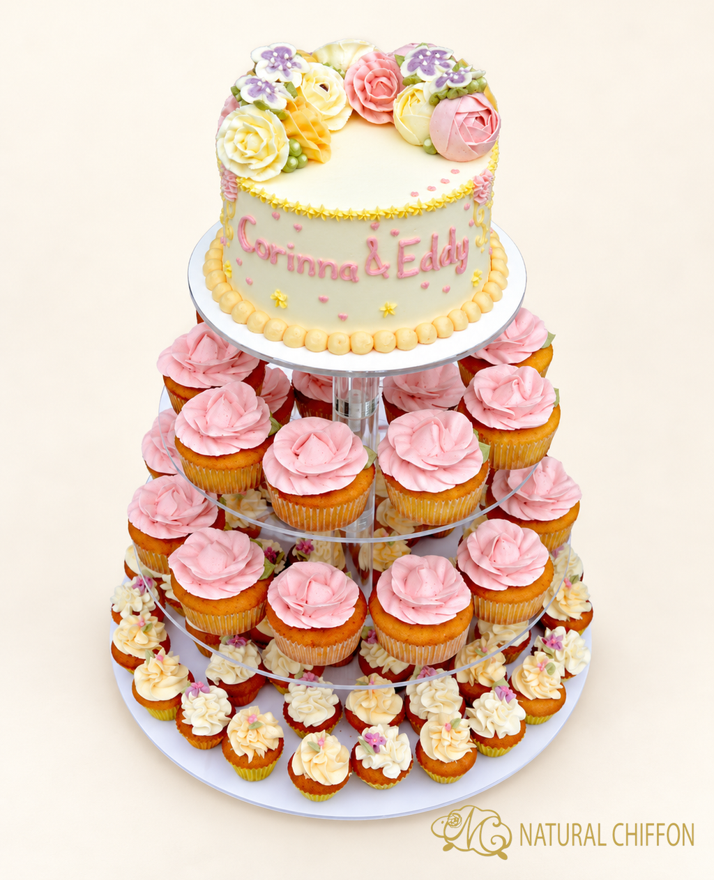 W054 1層韓花蛋糕 +20Cupcake +50Mini Cupcake Tower 