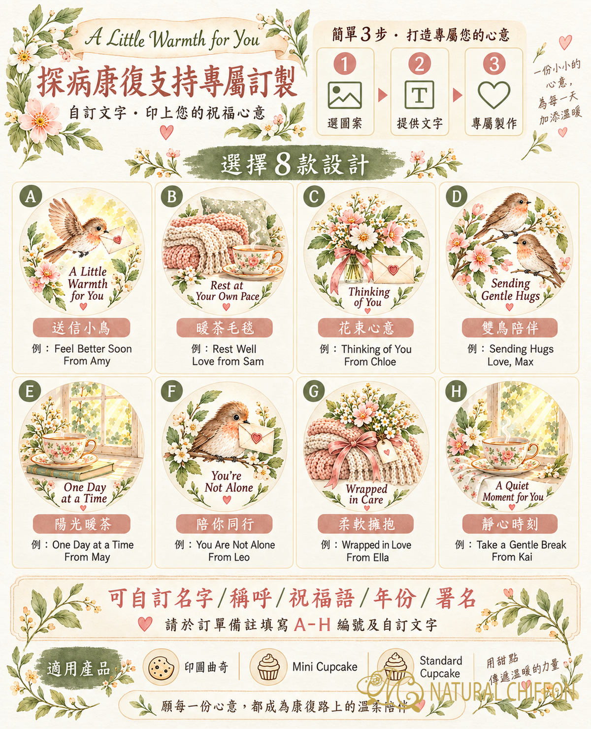A Little Warmth for You｜A 至 H 八款可改文字詳細選款圖
