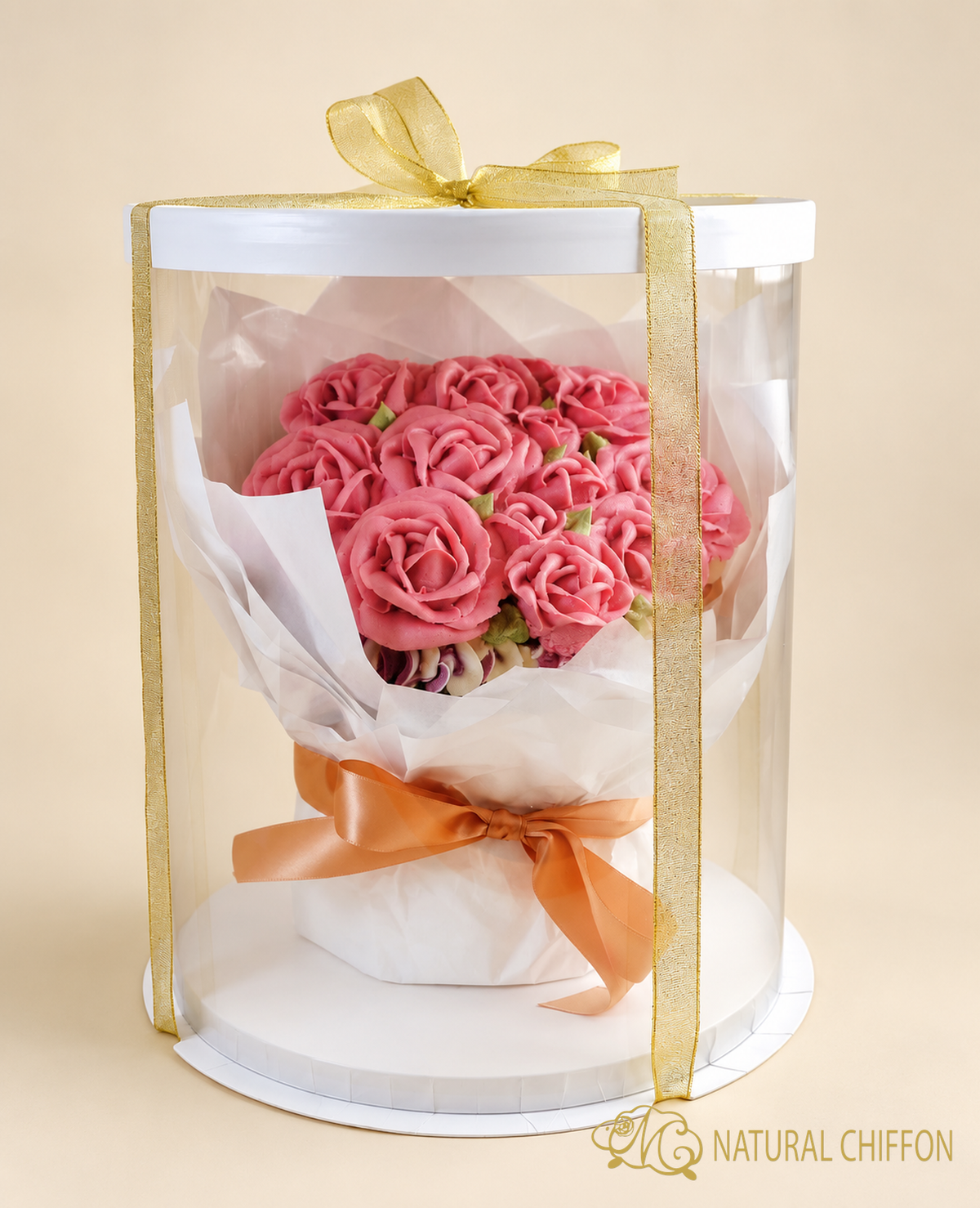 玫瑰 Cupcake花束｜深粉紅色｜7件裝