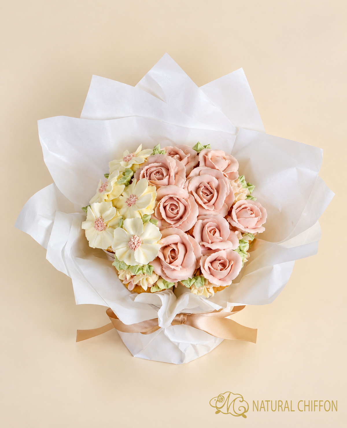 白櫻玫瑰 Cupcake花束｜7件裝