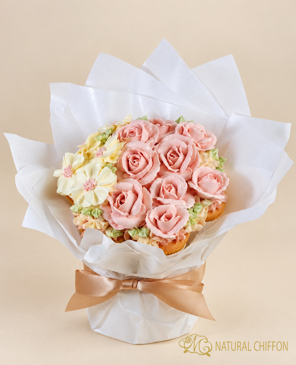 白櫻玫瑰 Cupcake花束｜7件裝