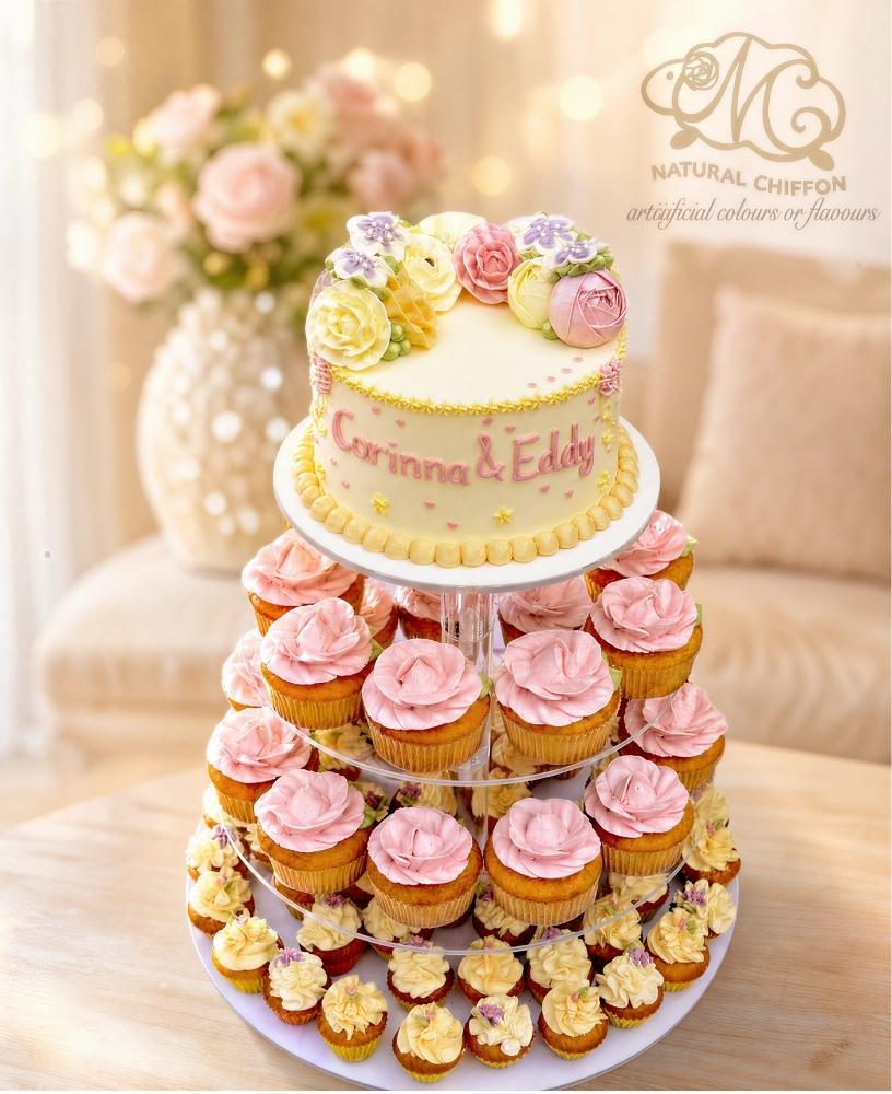 W054 1層韓花蛋糕 +20Cupcake +50Mini Cupcake Tower 